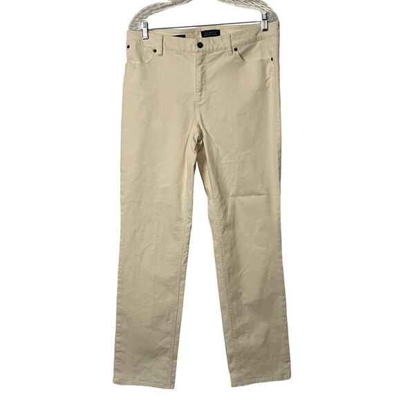 Talbots Pants Womens Size 12 Cream Corduroys Straight Leg Mid Rise Pockets - Picture 1 of 9